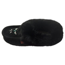 Women's Rabbit Fur Thunderbird Beaded Crepe Sole Moccasins