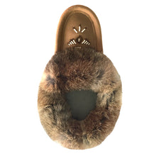 Women's Rabbit Fur Thunderbird Beaded Crepe Sole Moccasins