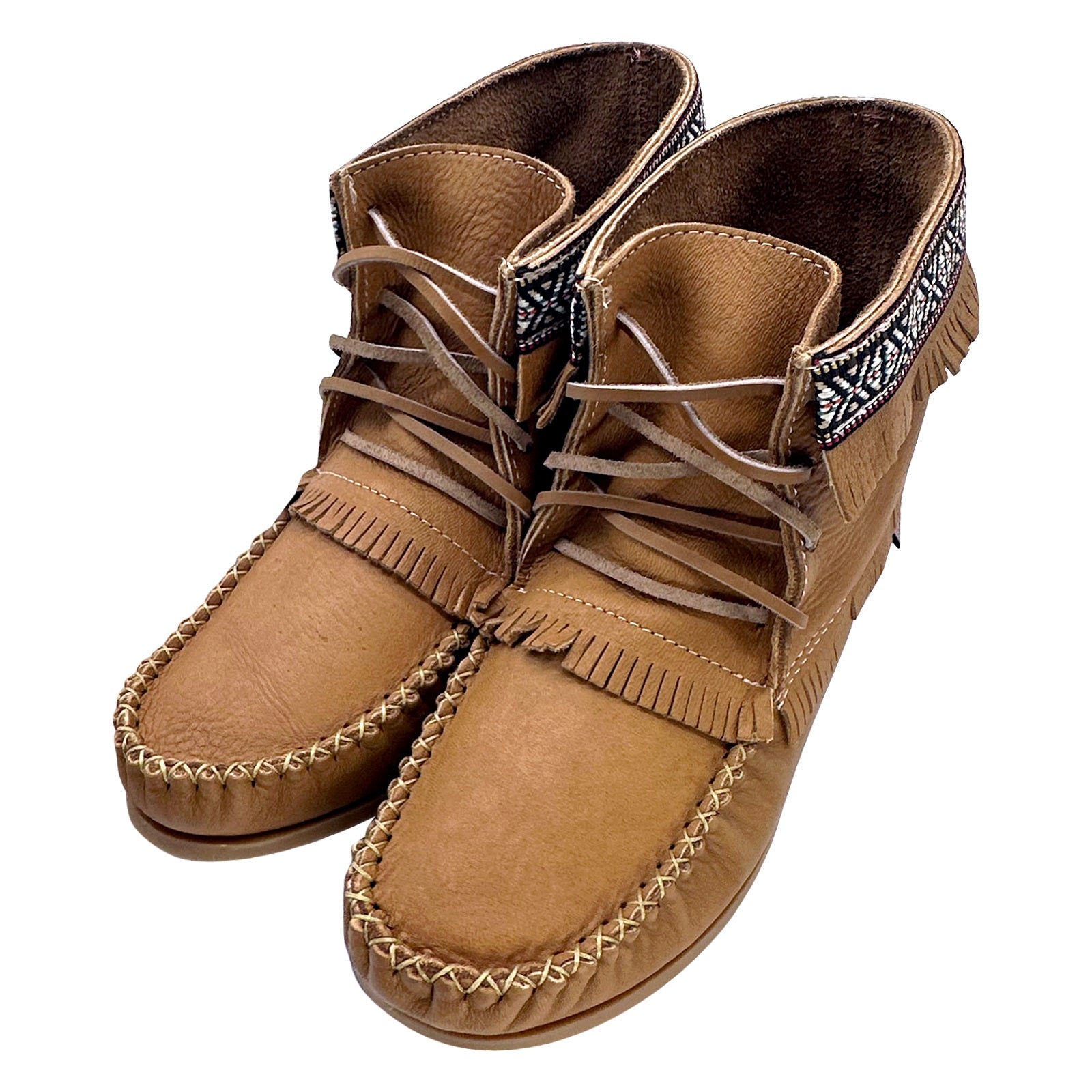 Men's Native American Inspired Ankle Fringed Leather Moccasin