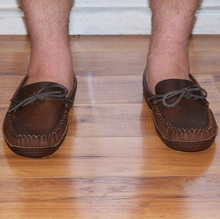 Men's Brown Wide Leather Moccasins