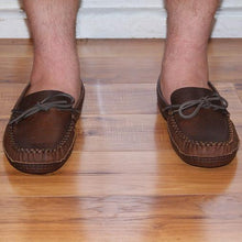 Men's Brown Wide Leather Moccasins