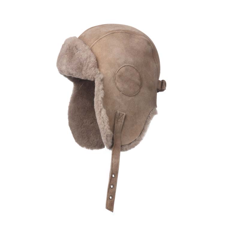 Crown Cap Brown Real Shearling Sheepskin Aviator Hat for Men & Women 2X-Large