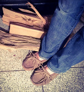 Women's Fringed Suede Moccasin Shoes