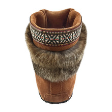 Women's Dark Tan Rabbit Fur Ankle Moccasin Boots