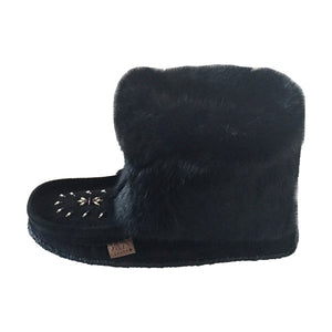 Women's Black 8" Tsar Rabbit Fur Mukluks