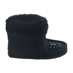 Women's Black 8" Tsar Rabbit Fur Mukluks