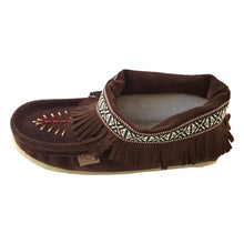 Women's Fringed Beaded Crepe Sole Suede Moccasins