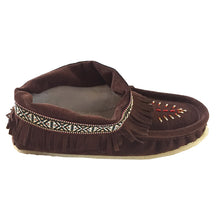 Women's Fringed Beaded Crepe Sole Suede Moccasins