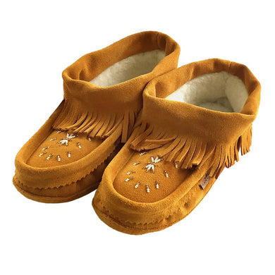 Women's Suede Fringed Beaded Moccasins
