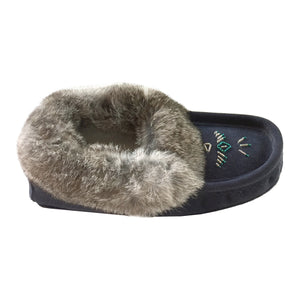 Women's Rabbit Fur Thunderbird Beaded Moccasins