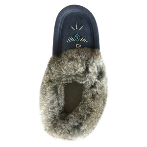 Women's Rabbit Fur Thunderbird Beaded Moccasins