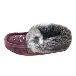 Women's Rabbit Fur Thunderbird Beaded Moccasins