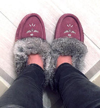 Women's Rabbit Fur Thunderbird Beaded Moccasins