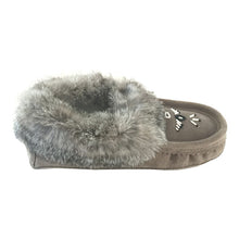 Women's Rabbit Fur Thunderbird Beaded Moccasins