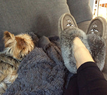 Women's Rabbit Fur Thunderbird Beaded Moccasins