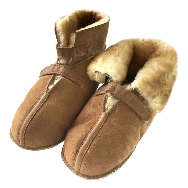 Men's Genuine Sheepskin Lined Ankle High Cabin Slippers with