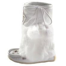 Women's 13" White Leather Mukluks
