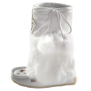 Women's 13" White Leather Mukluks