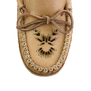 Men's Moose Hide Leather Beaded Moccasins