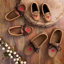 Children's Moose Hide Leather Maple Leaf Moccasins (Final Clearance)