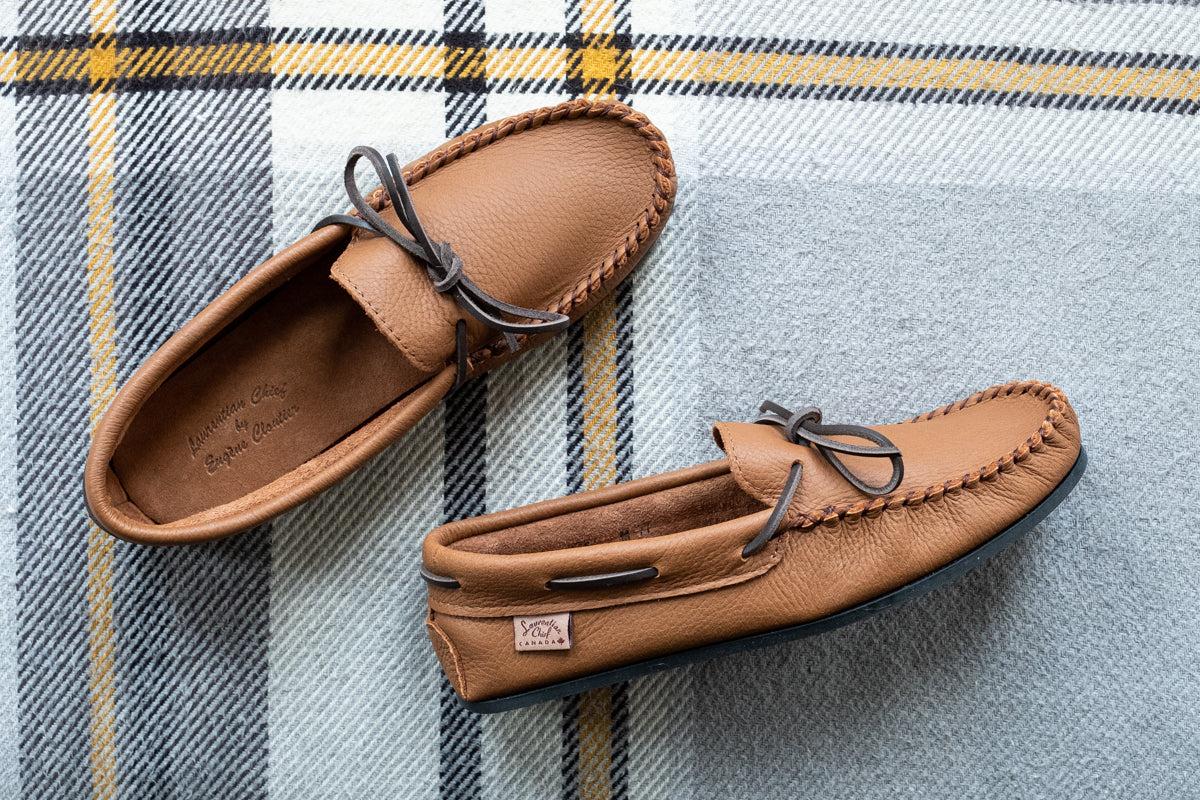 Men s Outdoor Rubber Sole Elk Hide Leather Moccasin Loafer Shoes
