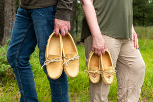Women's Moose Hide Leather Fringed Moccasins