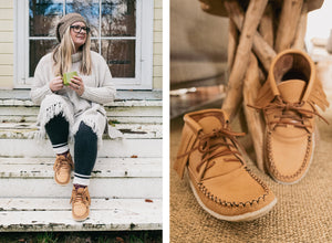 Women's Moose Hide Leather Fringed Moccasin Boots