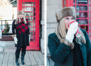 Women's Rabbit Fur Leather Mittens