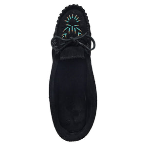 Women's Beaded Black Moccasin Shoes