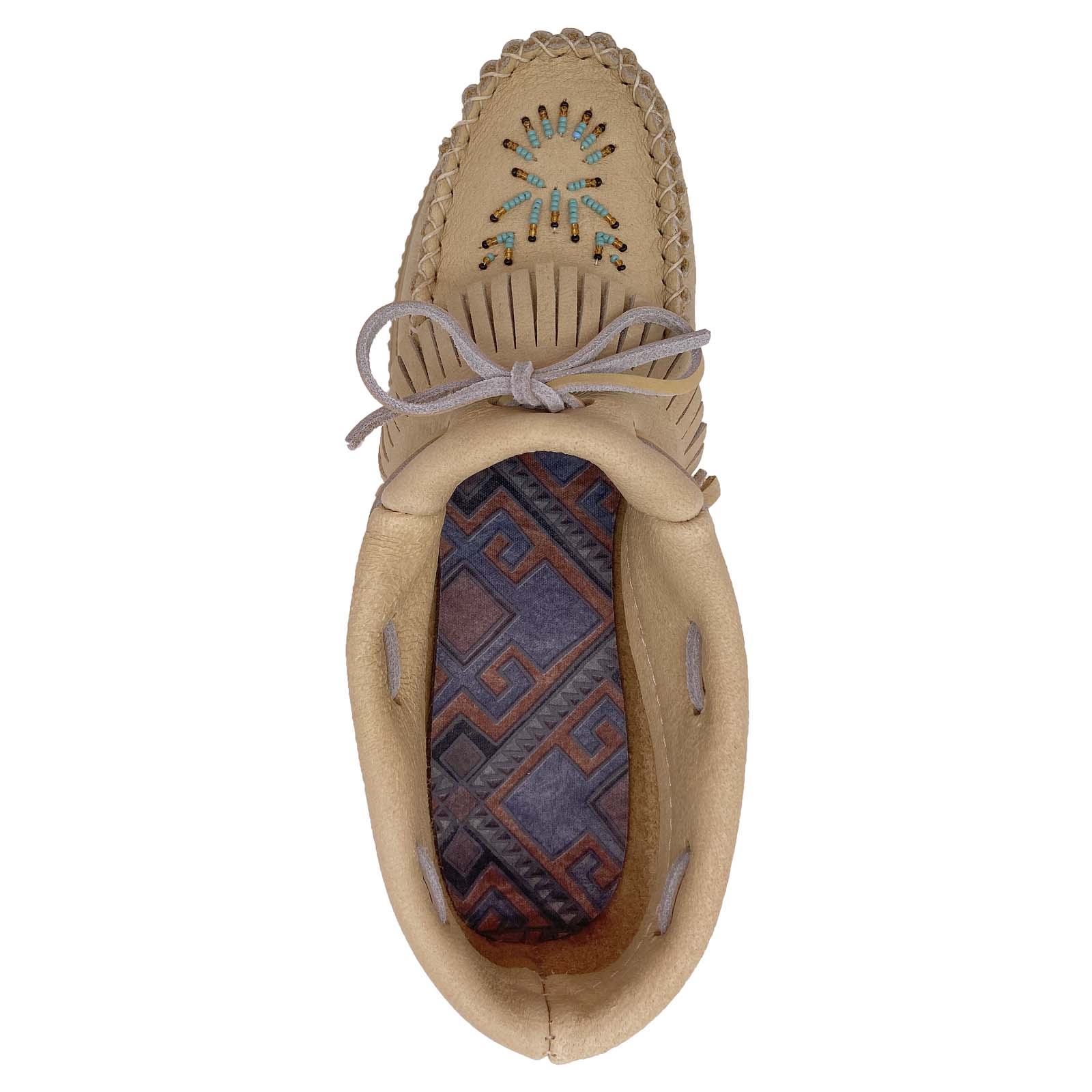 Womens Traditional Native American Style Fringed Ankle Moccasins