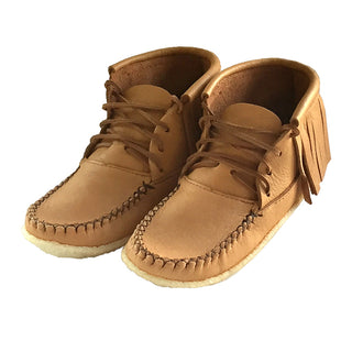 Women's Moose Hide Leather Fringed Moccasin Boots