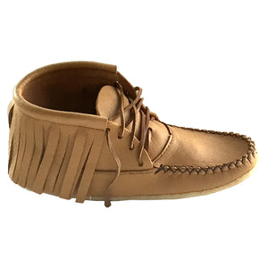 Women's Moose Hide Leather Fringed Moccasin Boots