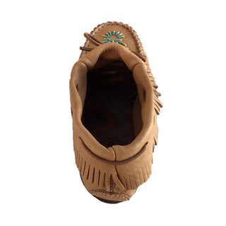 Women's Maple Moose Hide Beaded & Fringed Moccasin Shoes