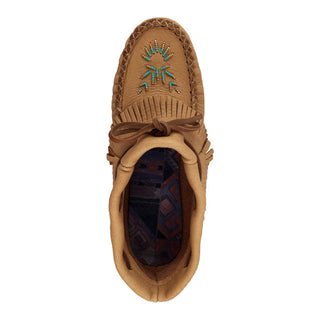Women's Maple Moose Hide Beaded & Fringed Moccasin Shoes