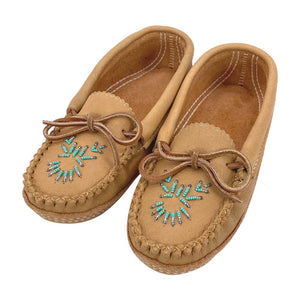 Women's Moose Hide Leather Beaded Moccasins
