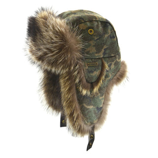 Raccoon Fur Aviator Hat With Camo