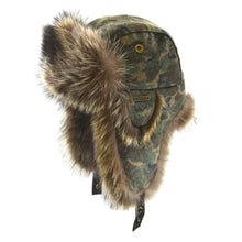 Raccoon Fur Aviator Hat With Camo