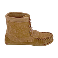 Women's Floral Embossed Suede Moccasin Boots