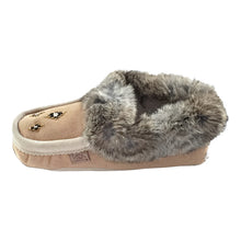 Women's Sheepskin Lined Rabbit Fur Beaded Moccasins