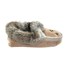 Women's Sheepskin Lined Rabbit Fur Beaded Moccasins