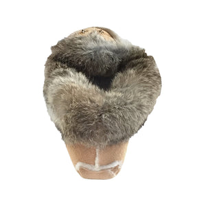 Women's Sheepskin Lined Rabbit Fur Beaded Moccasins