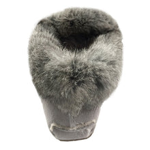 Women's Sheepskin Lined Rabbit Fur Beaded Moccasins