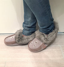 Women's Sheepskin Lined Rabbit Fur Beaded Moccasins