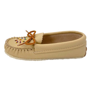 Children's Beaded Rubber Soled Leather Moccasin Shoes