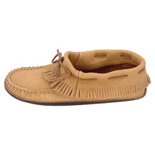 Men's Earthing Moccasins Fringed Moose Hide with Heavy Oil Tan Soles