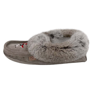 Men's Rabbit Fur Thunderbird Beaded Moccasins