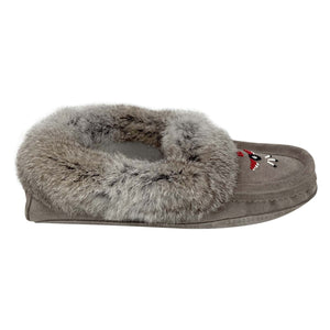 Men's Rabbit Fur Thunderbird Beaded Moccasins