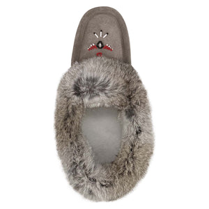 Men's Rabbit Fur Thunderbird Beaded Moccasins