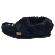 Men's Rabbit Fur Thunderbird Beaded Crepe Sole Moccasins