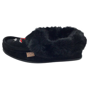 Men's Rabbit Fur Thunderbird Beaded Crepe Sole Moccasins